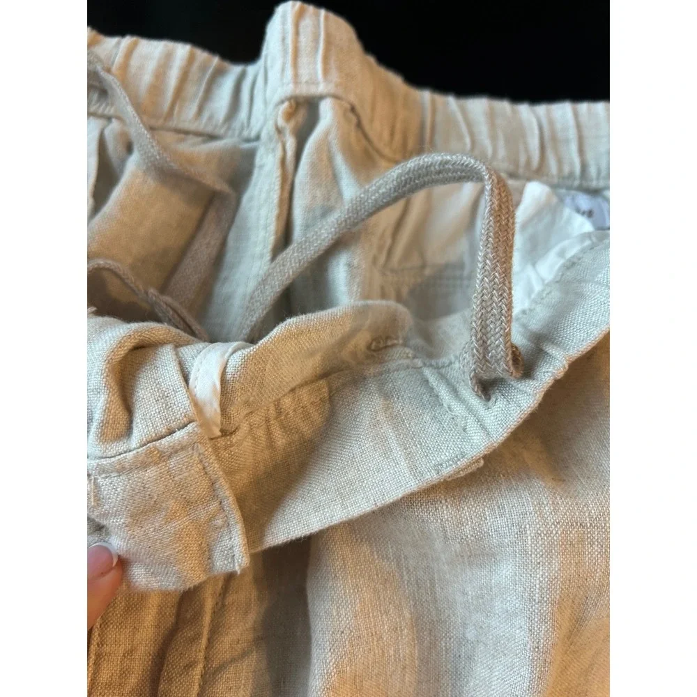 Men's Caribbean isle sands linen pants elastic waist big man 50 x 30 beige